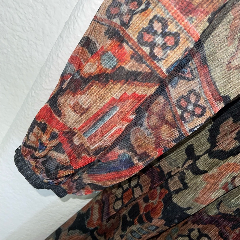 Zara Paisley Midi Dress in Black, Rust, Olive and Gold Tones - Picture 6 of 7